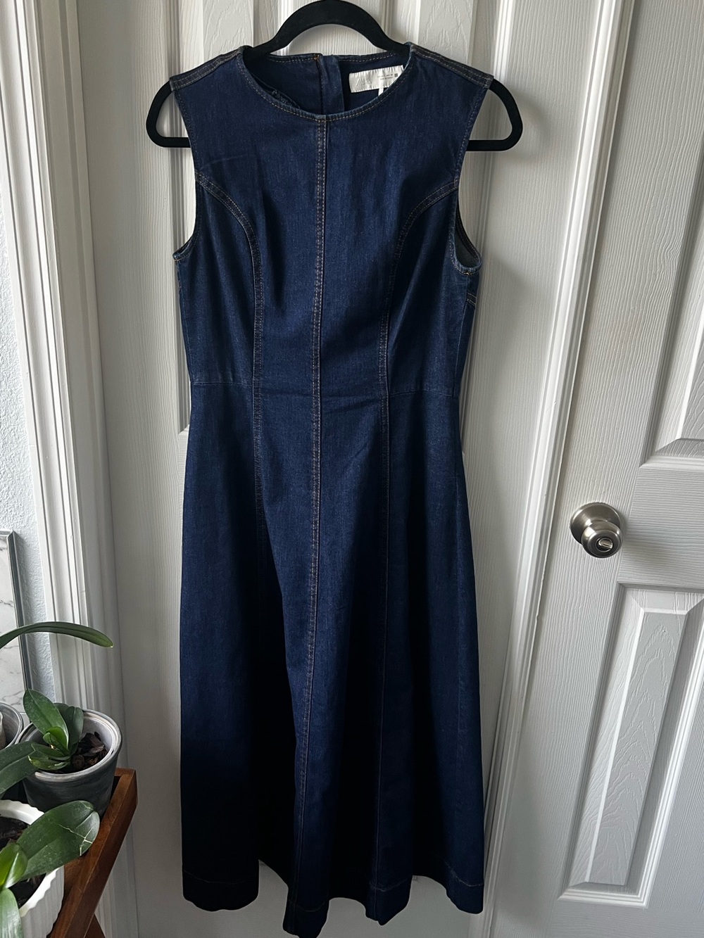 Zara Dark Indigo Denim Midi Dress Beautiful Jean dress!